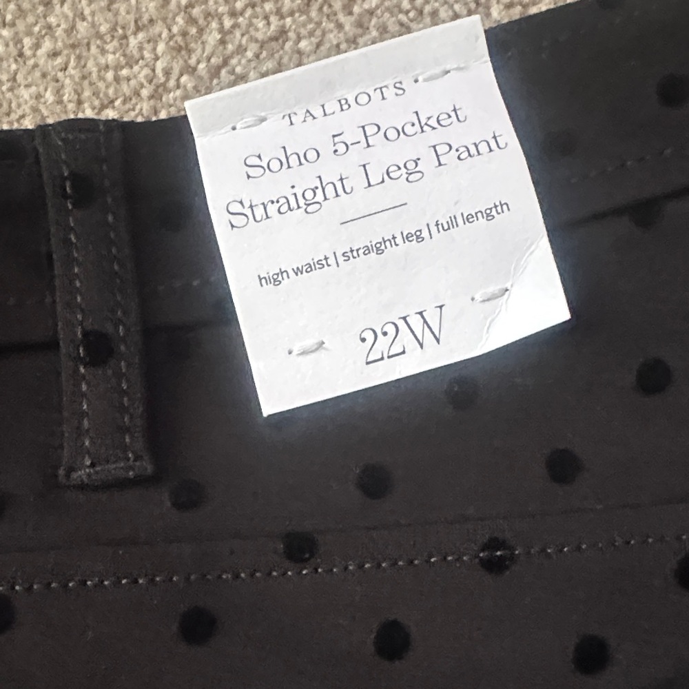 NWT Talbots Black Polka Dot Straight Leg Pants